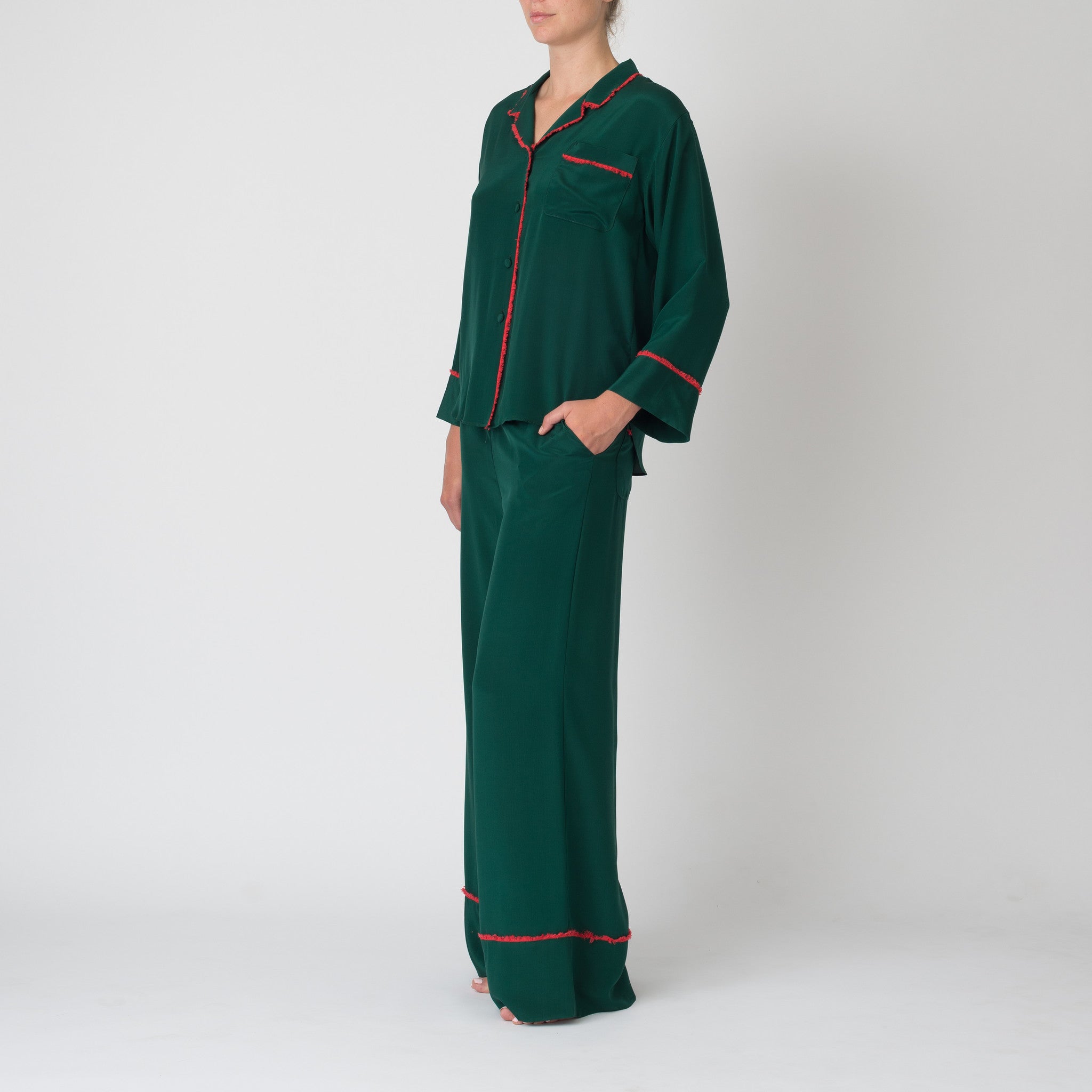 Matisse in Emerald with Coral Fringe