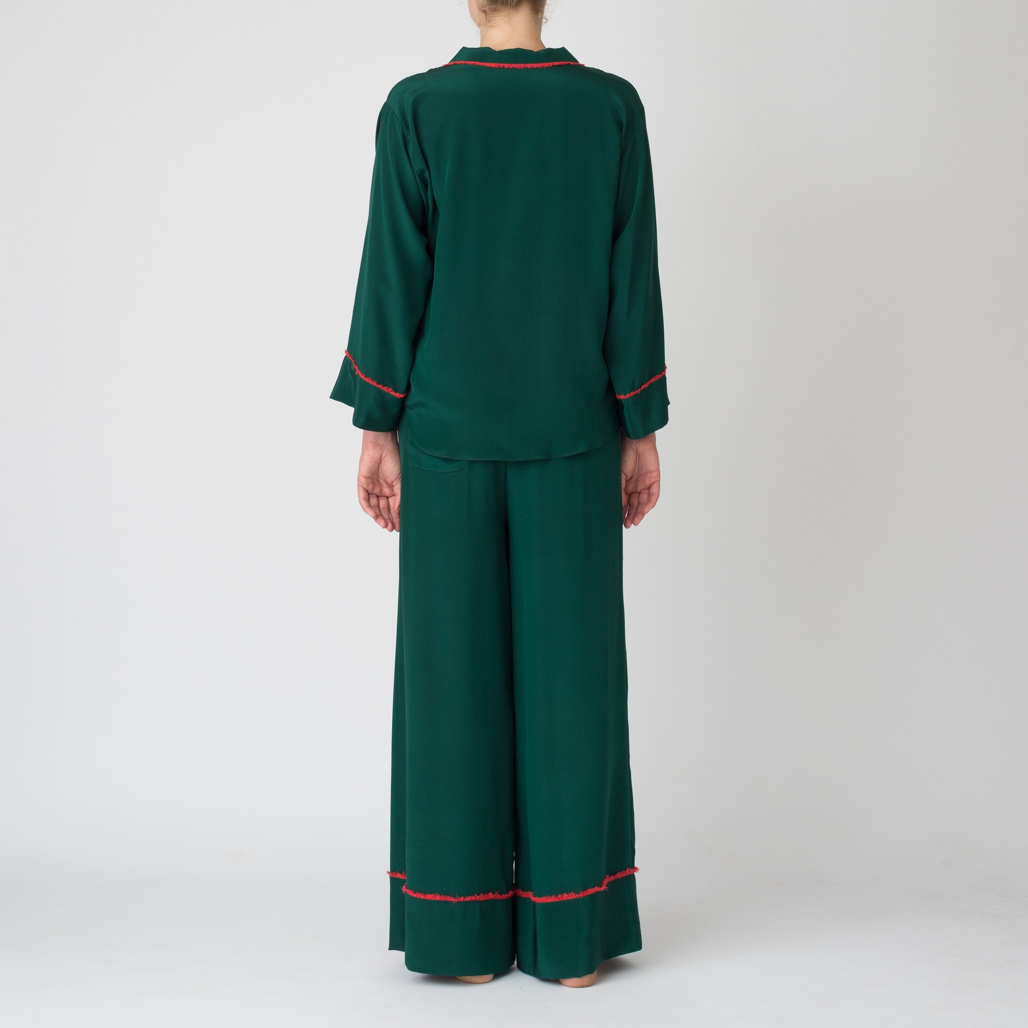 Matisse in Emerald with Coral Fringe